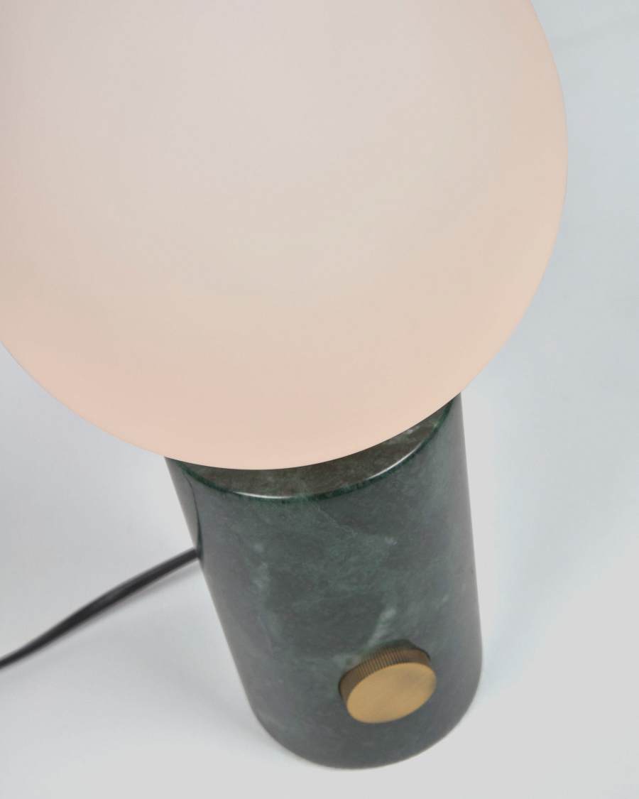Lonela table lamp in marble with green finish UK adapter