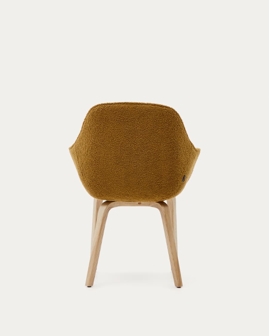 Aleli chair in mustard bouclé with solid ash wood legs and natural finish