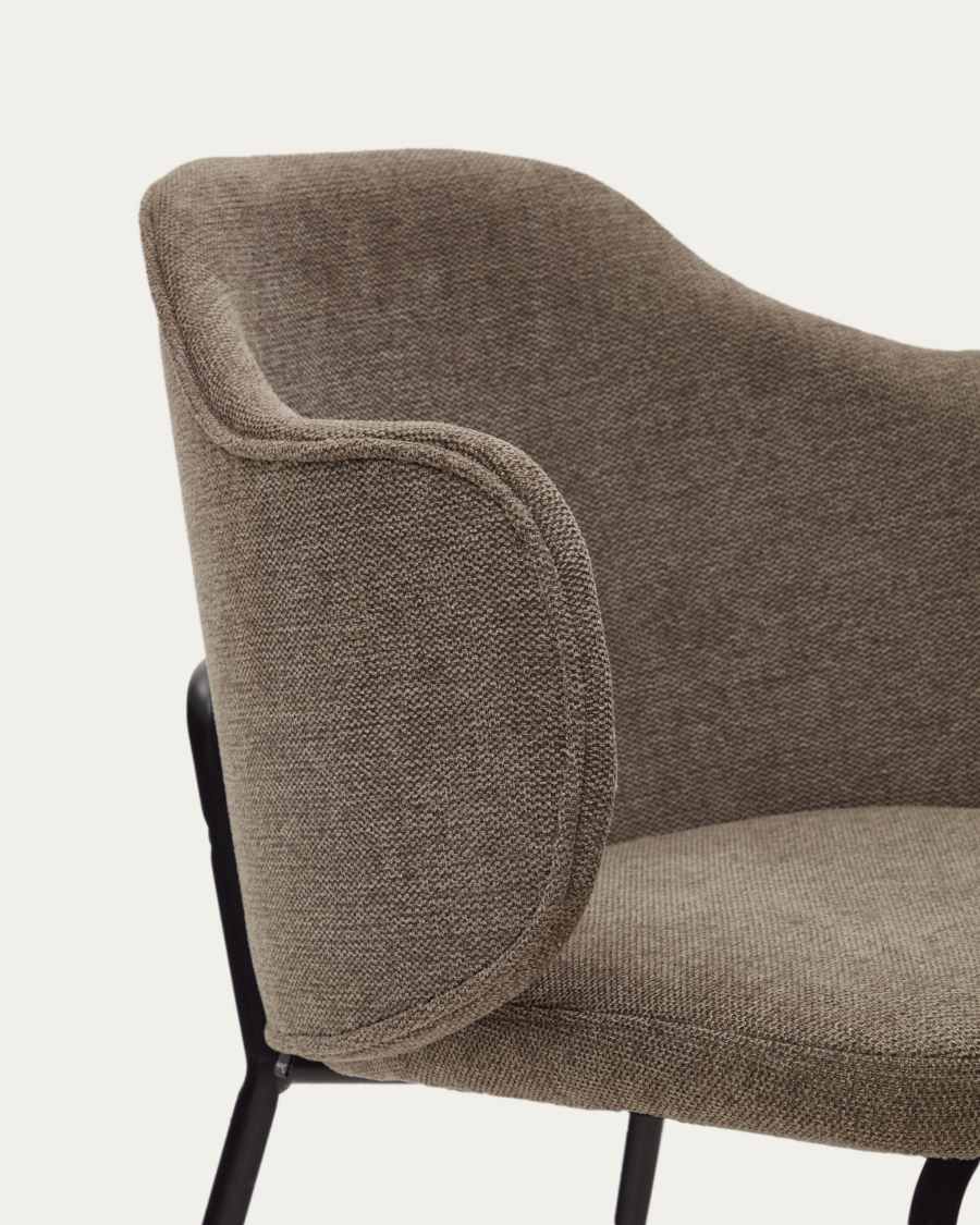 Yunia chair in brown with steel legs in a painted black finish FSC 100%