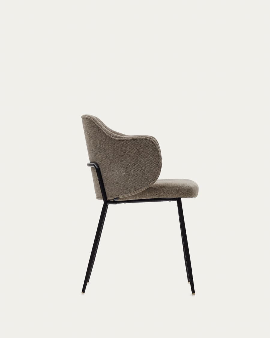 Yunia chair in brown with steel legs in a painted black finish FSC 100%