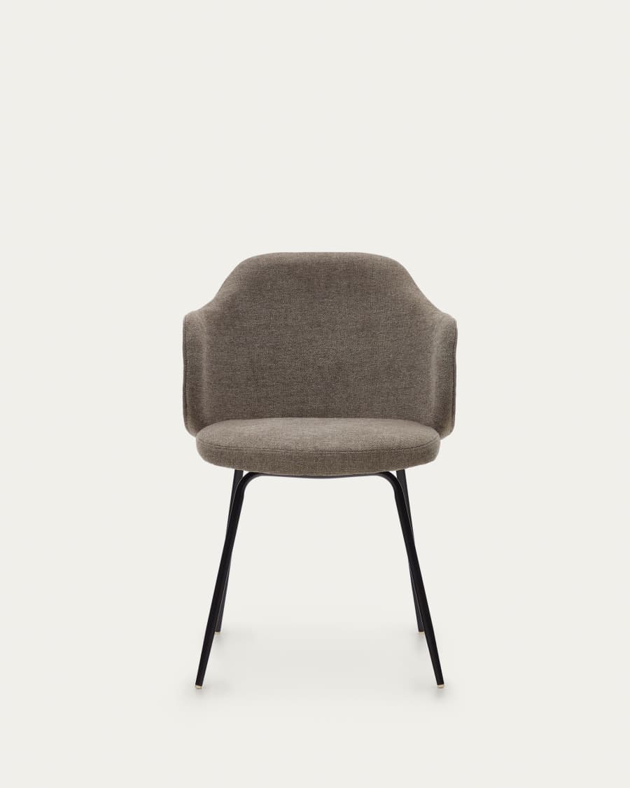 Yunia chair in brown with steel legs in a painted black finish FSC 100%