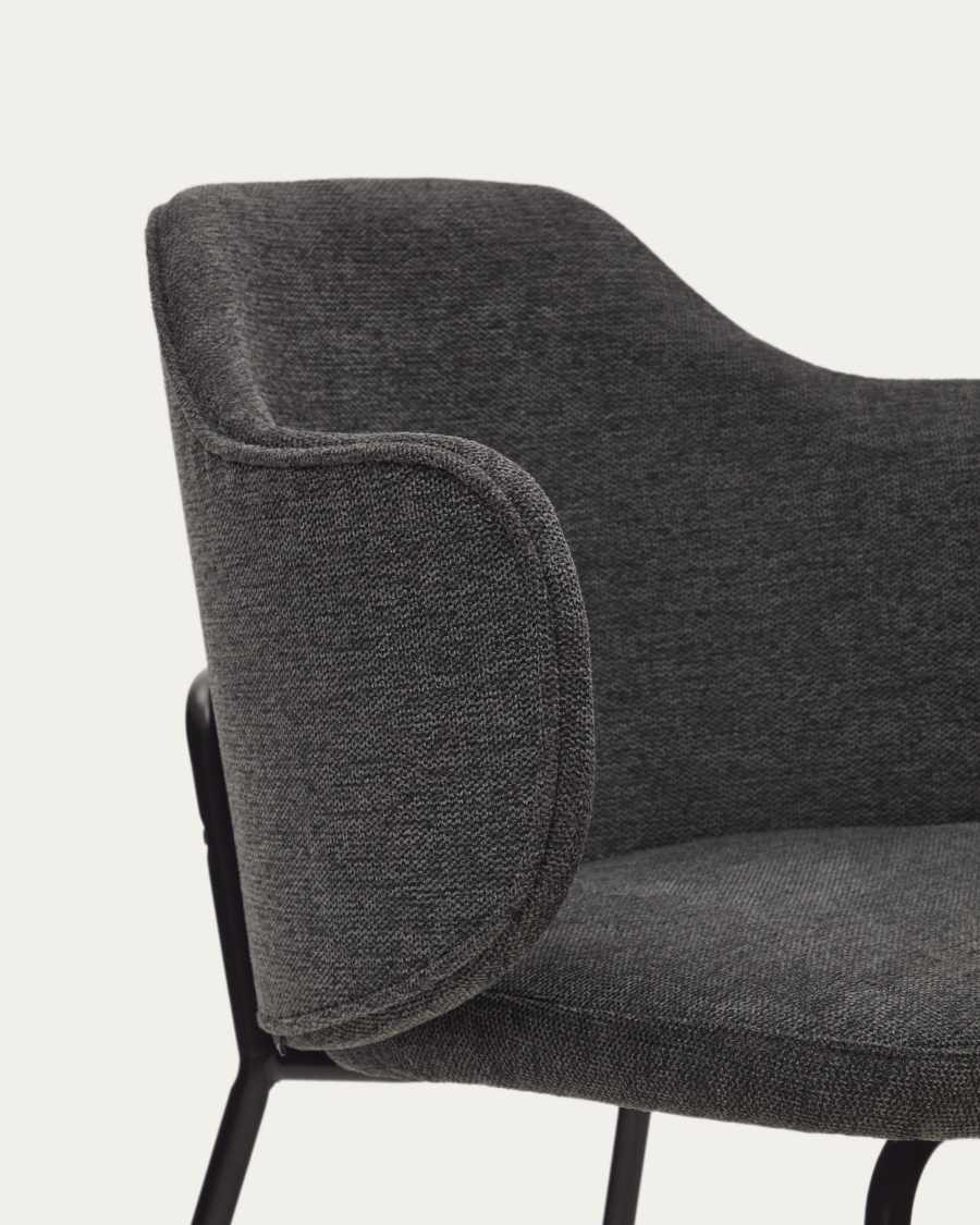 Yunia chair in dark grey with steel legs in a painted black finish FSC 100%