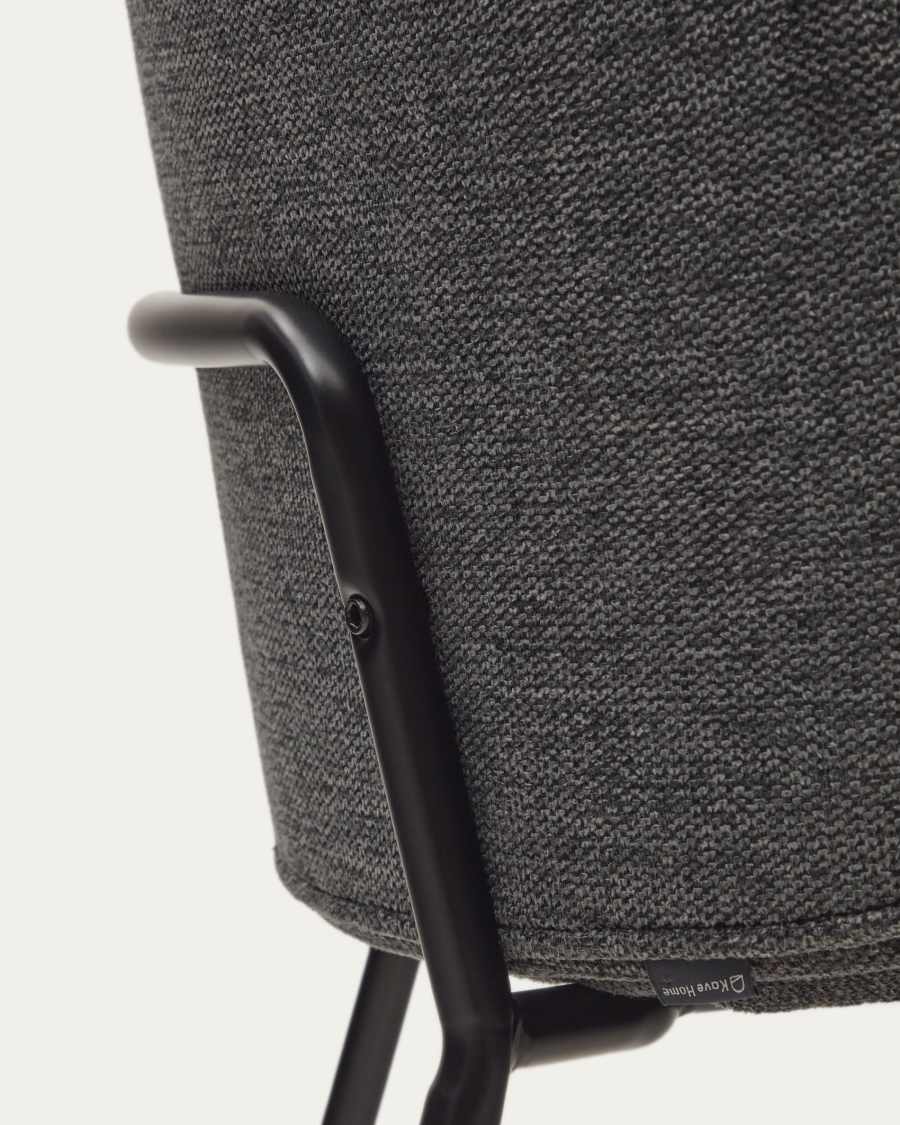 Yunia chair in dark grey with steel legs in a painted black finish FSC 100%
