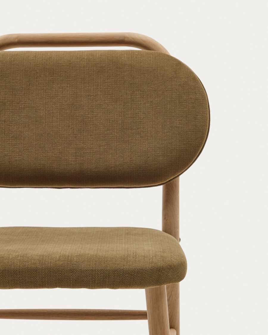 Helda chair in green chenille and solid oak wood FSC Mix Credit