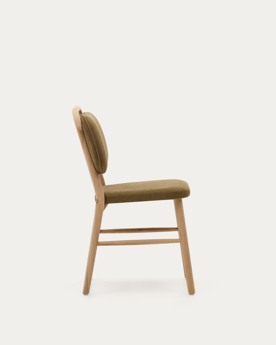 Helda chair in green chenille and solid oak wood FSC Mix Credit