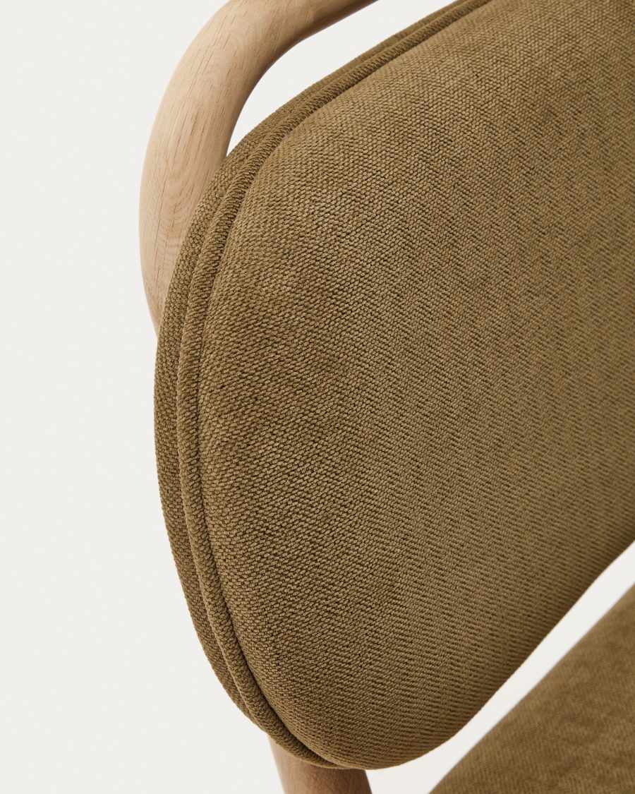 Helda chair in green chenille and solid oak wood FSC Mix Credit