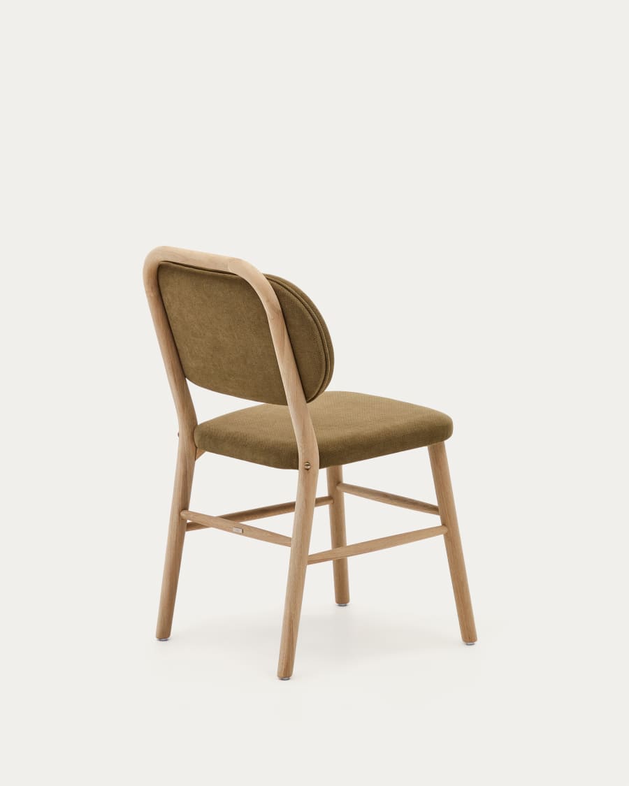 Helda chair in green chenille and solid oak wood FSC Mix Credit