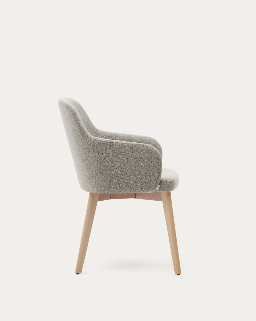 Nelida chair in brown chenille and solid beech wood in a natural finish FSC 100%