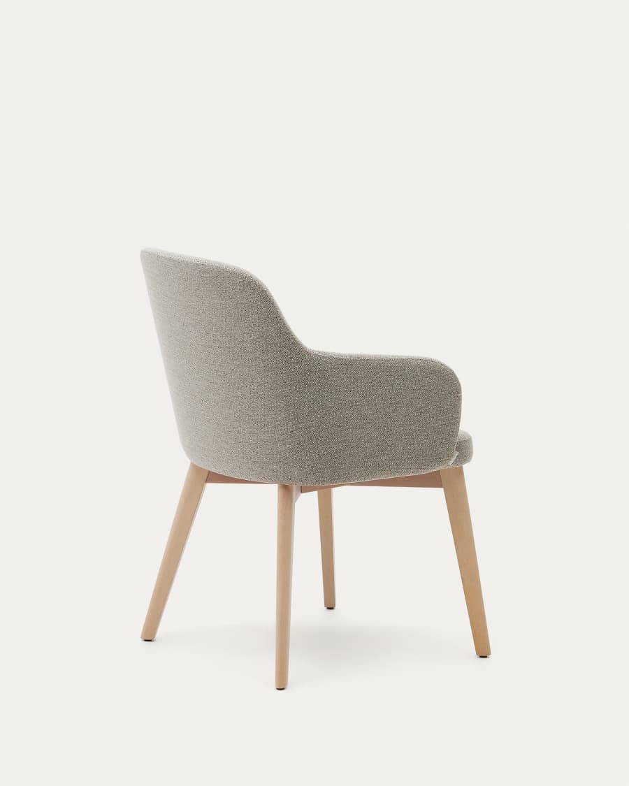 Nelida chair in brown chenille and solid beech wood in a natural finish FSC 100%