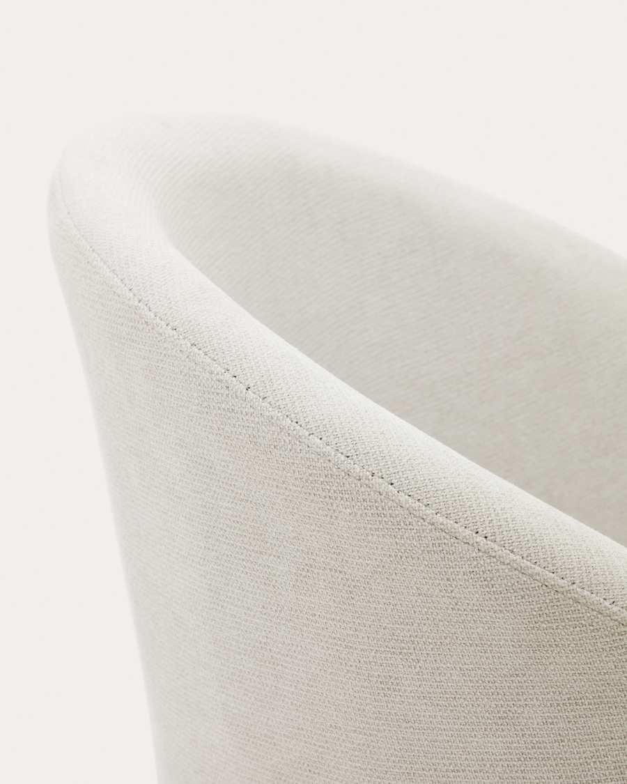 Marvin beige chenille swivel chair with solid beech wood legs in a natural finish FSC 100%