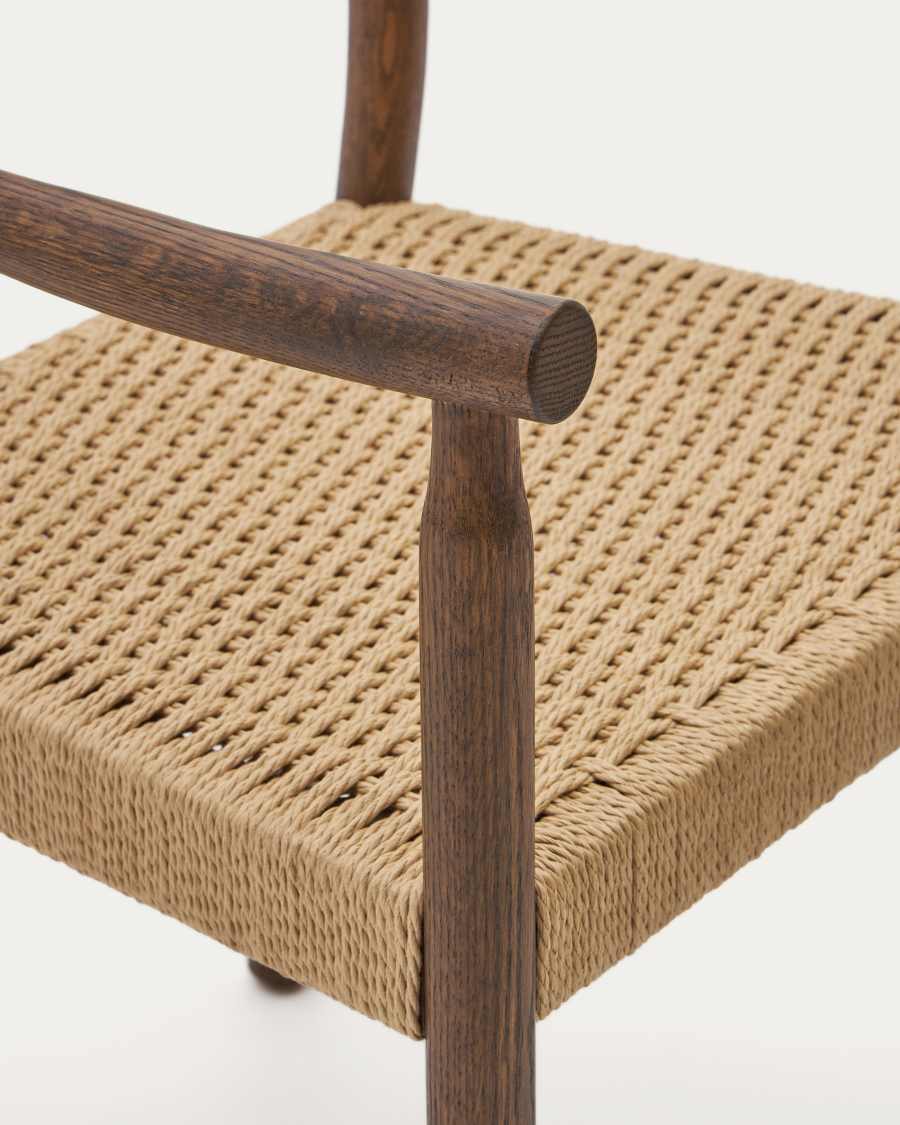 Yalia chair in solid oak with walnut finish and rope seat FSC 100%