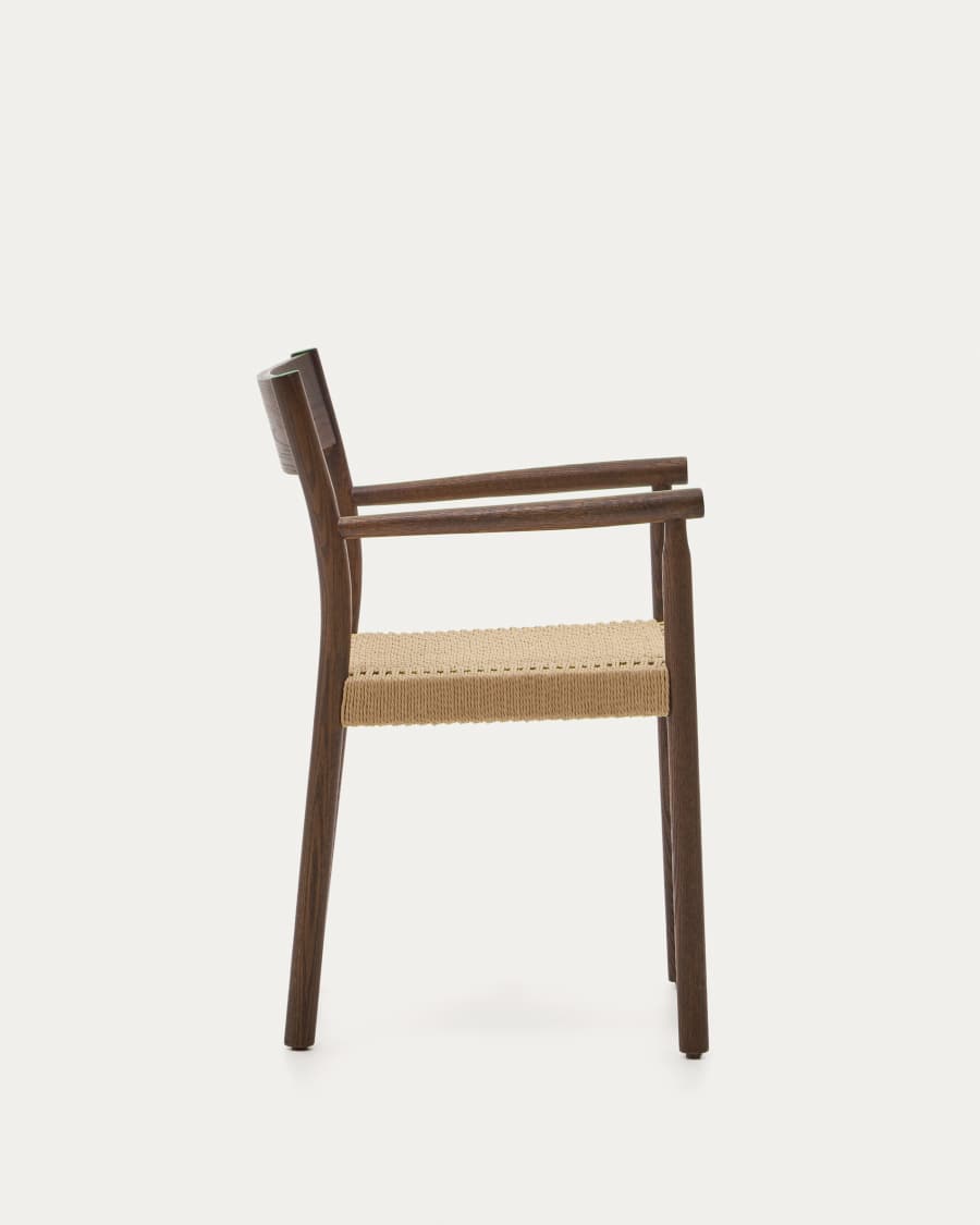 Yalia chair in solid oak with walnut finish and rope seat FSC 100%
