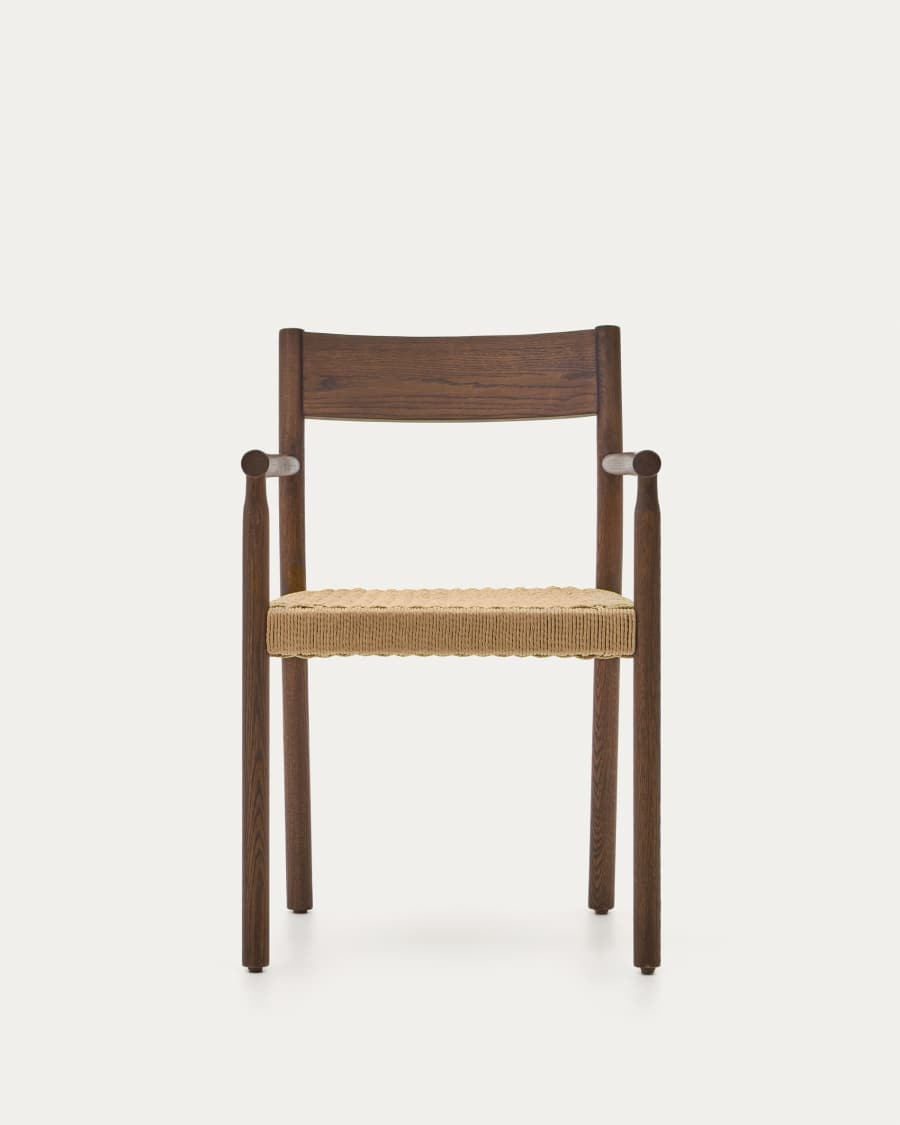 Yalia chair in solid oak with walnut finish and rope seat FSC 100%