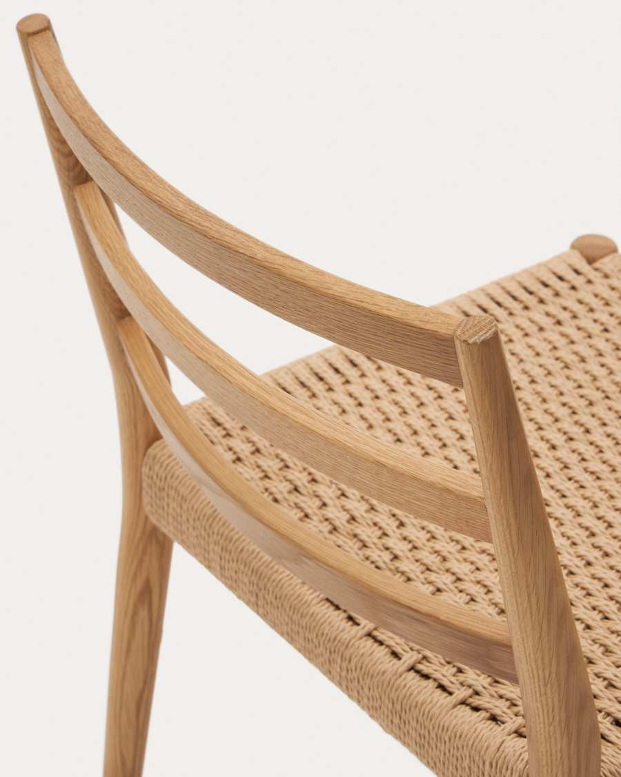 Chaise Analy en bois de chêne avec finition naturelle et siège en corde FSC 100 %