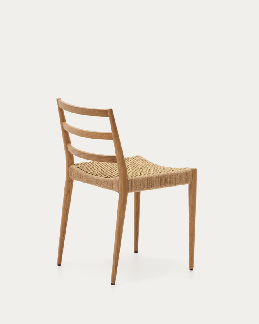 Chaise Analy en bois de chêne avec finition naturelle et siège en corde FSC 100 %