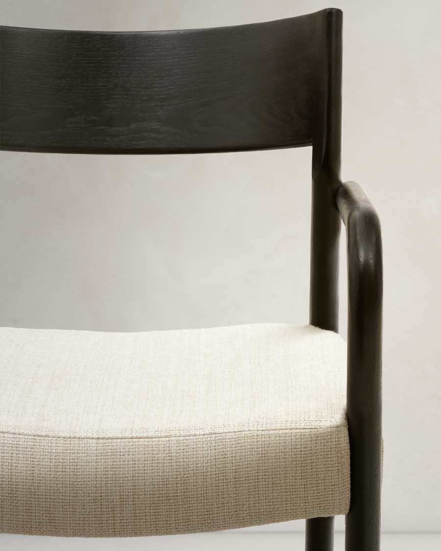 Falconera chair with a removable cover in solid oak wood with black finish FSC Mix Credit
