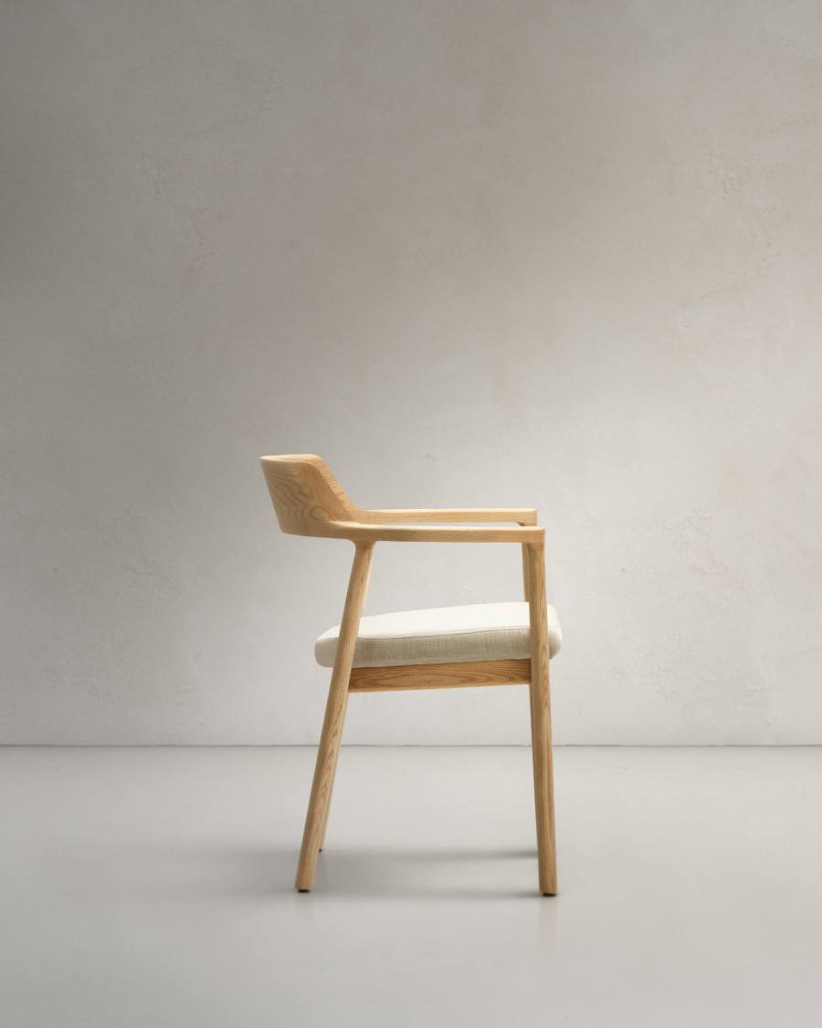 Sedia Alocs sfoderabile ciniglia beige legno massiccio di rovere naturale FSC Mix Credit