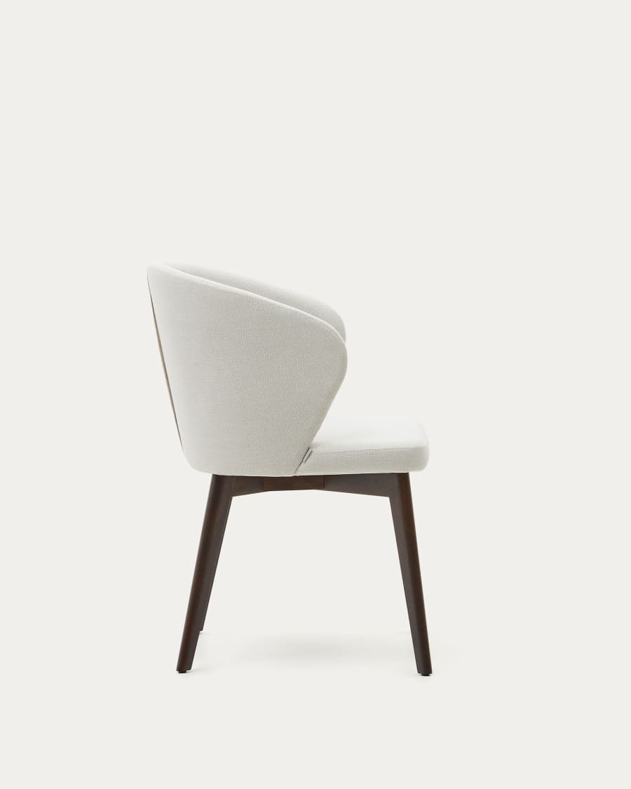 Darice chair in beige chenille and solid beech wood in a walnut finish FSC 100%