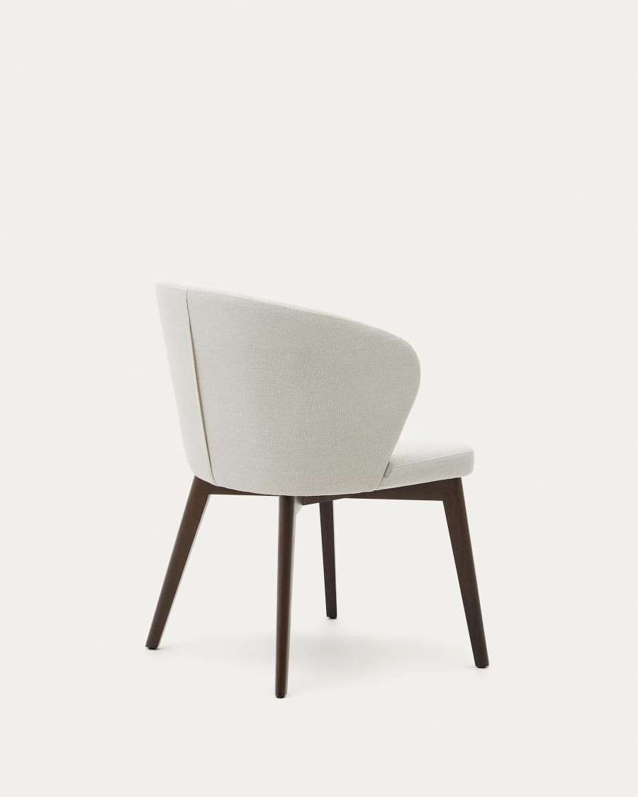 Darice chair in beige chenille and solid beech wood in a walnut finish FSC 100%