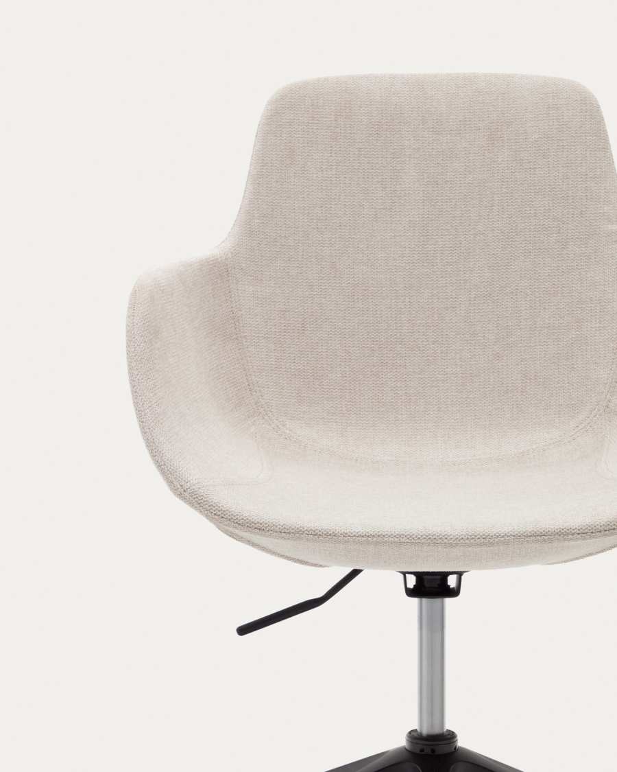 Chaise de bureau Tissiana beige et aluminium avec finition noire mate