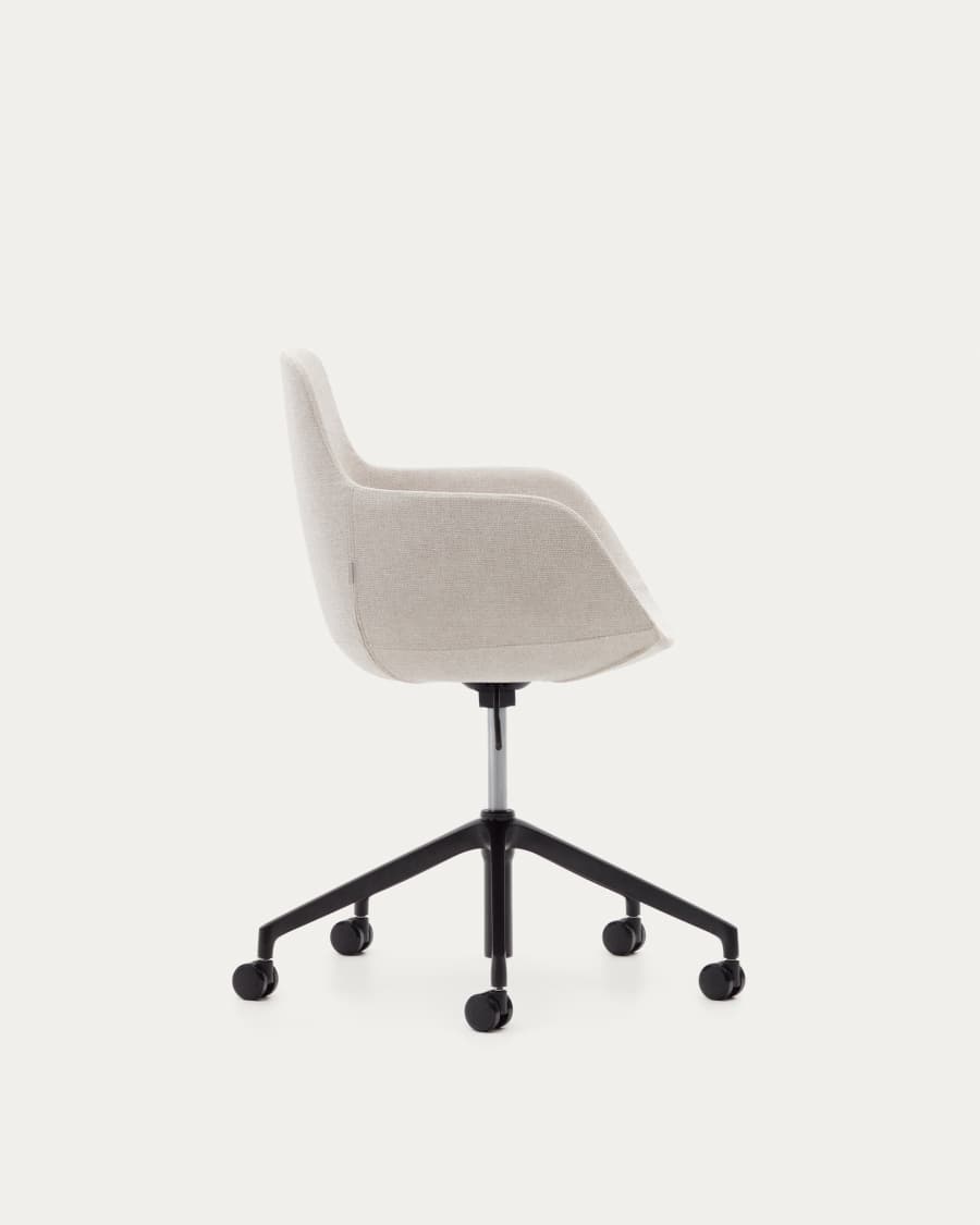 Chaise de bureau Tissiana beige et aluminium avec finition noire mate