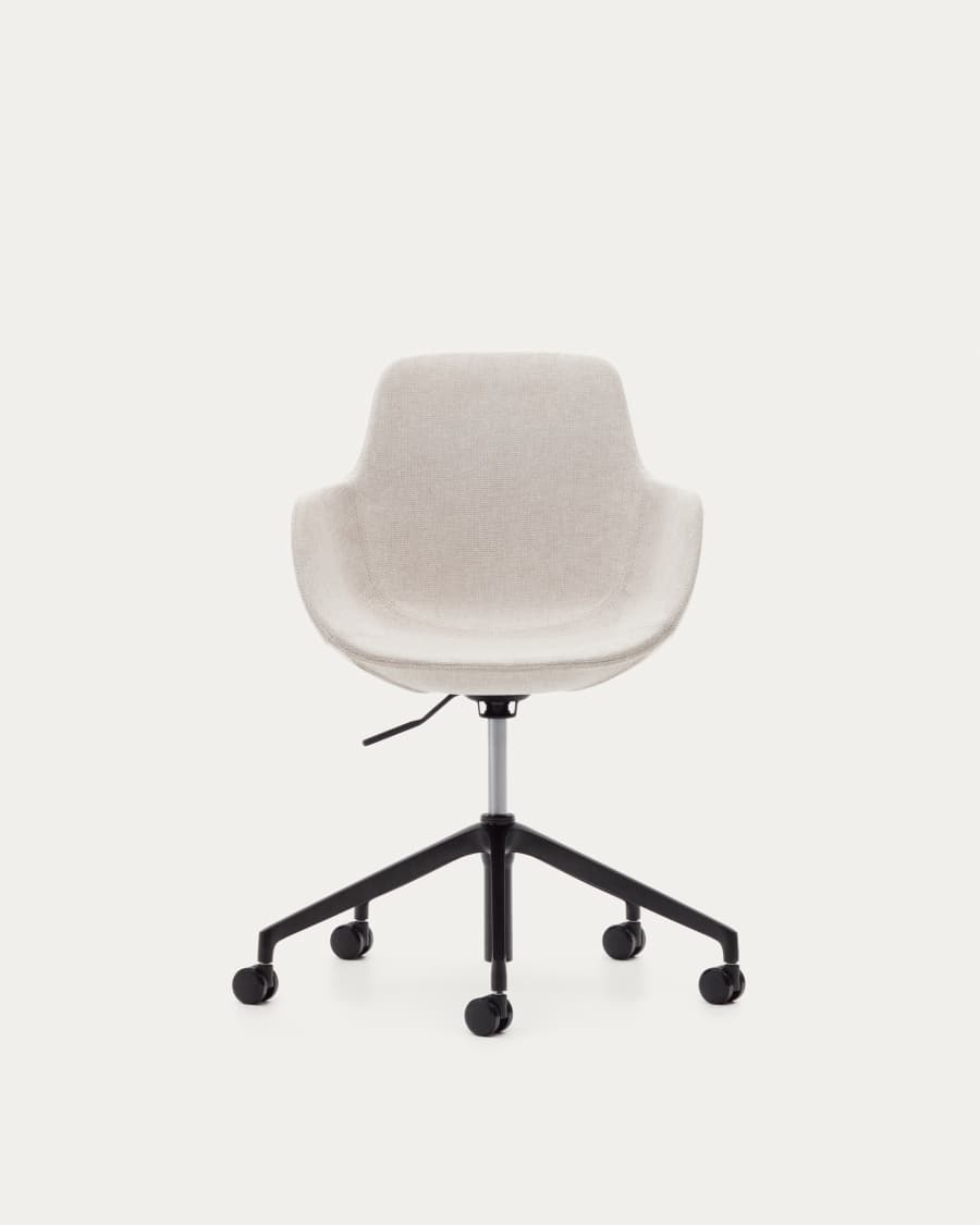 Chaise de bureau Tissiana beige et aluminium avec finition noire mate