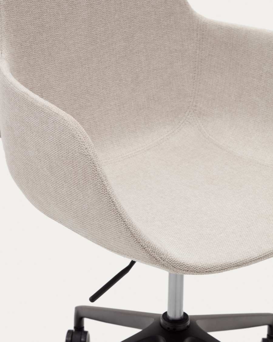 Chaise de bureau Tissiana beige et aluminium avec finition noire mate