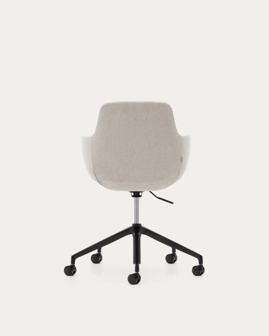 Chaise de bureau Tissiana beige et aluminium avec finition noire mate