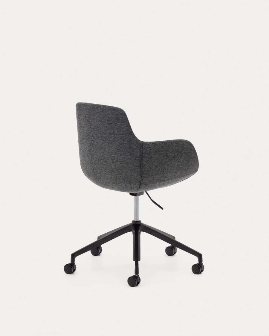 Tissiana dark grey and aluminium desk chair with matt black finish
