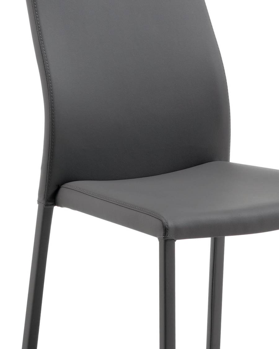 Abelle Stuhl Kunstleder und Stahl dunkelgrau