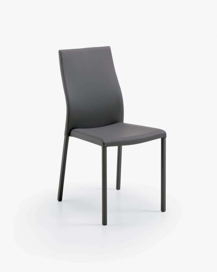 Abelle Stuhl Kunstleder und Stahl dunkelgrau