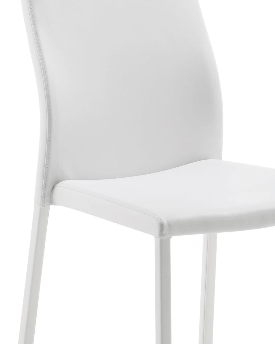 Sedia Abelle in ecopelle ed acciaio bianco