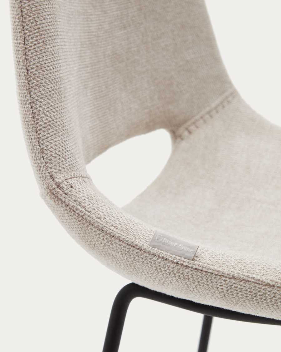 Zahara beige stool with steel in a black finish, height 76 cm FSC 100%