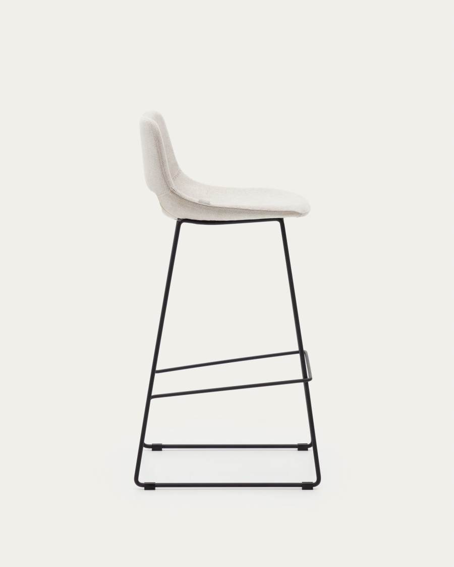 Zahara beige stool with steel in a black finish, height 76 cm FSC 100%