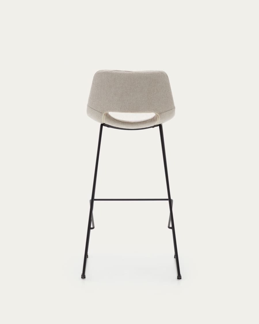 Zahara beige stool with steel in a black finish, height 76 cm FSC 100%