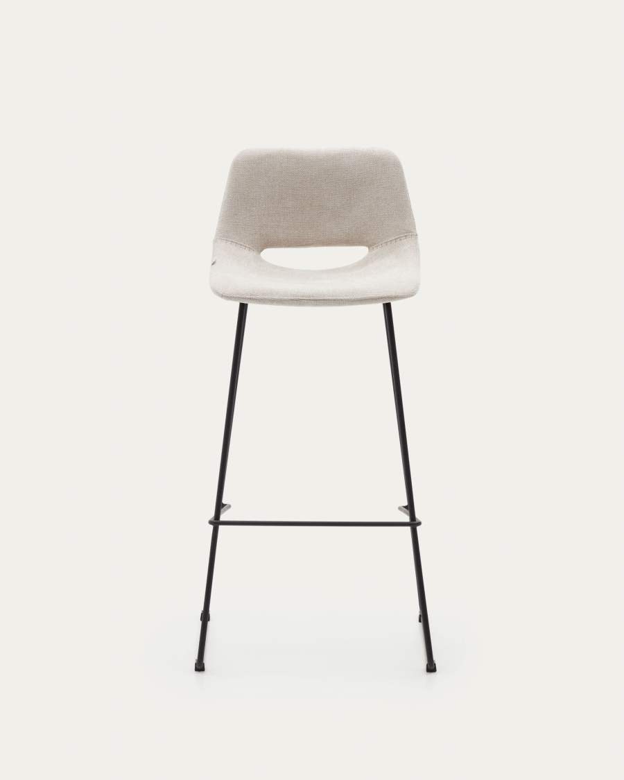 Zahara beige stool with steel in a black finish, height 76 cm FSC 100%