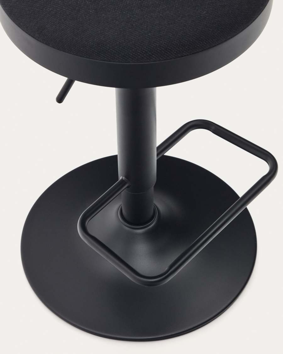 Zaib stool in black chenille and matt black steel height 63-84 cm FSC 100%