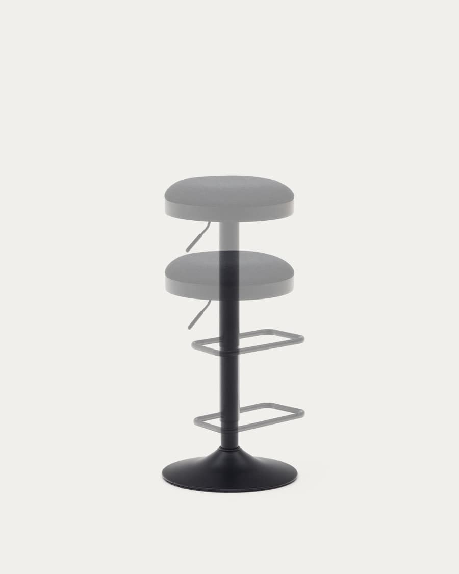 Zaib stool in black chenille and matt black steel height 63-84 cm FSC 100%