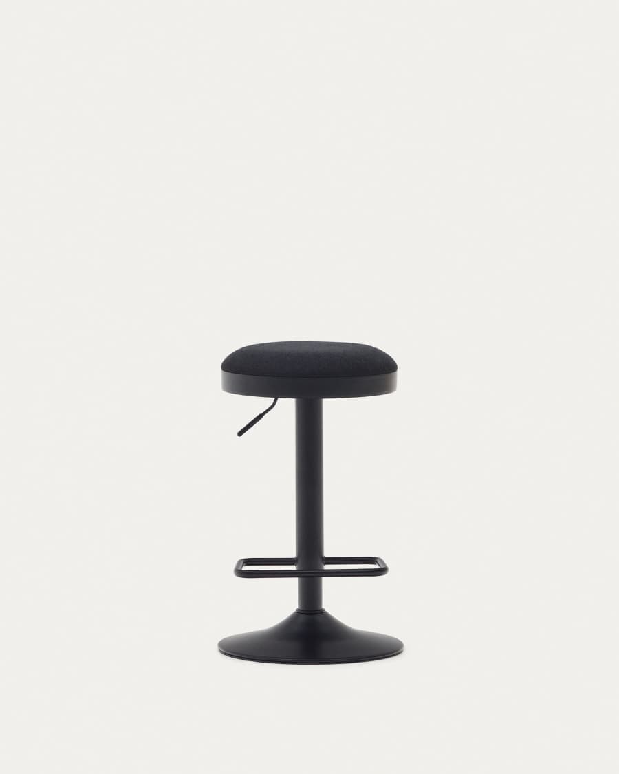 Zaib stool in black chenille and matt black steel height 63-84 cm FSC 100%