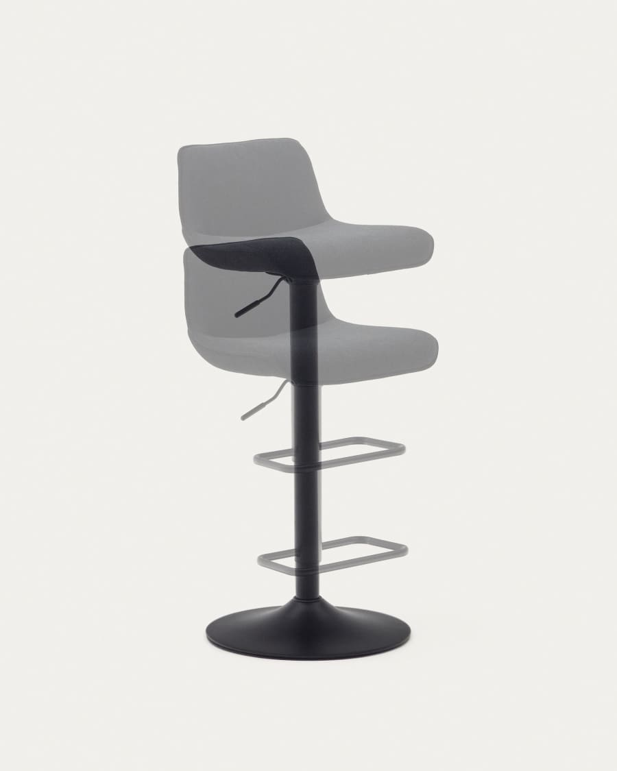 Zenda stool in black chenille and matt black steel 81-102 cm FSC 100%