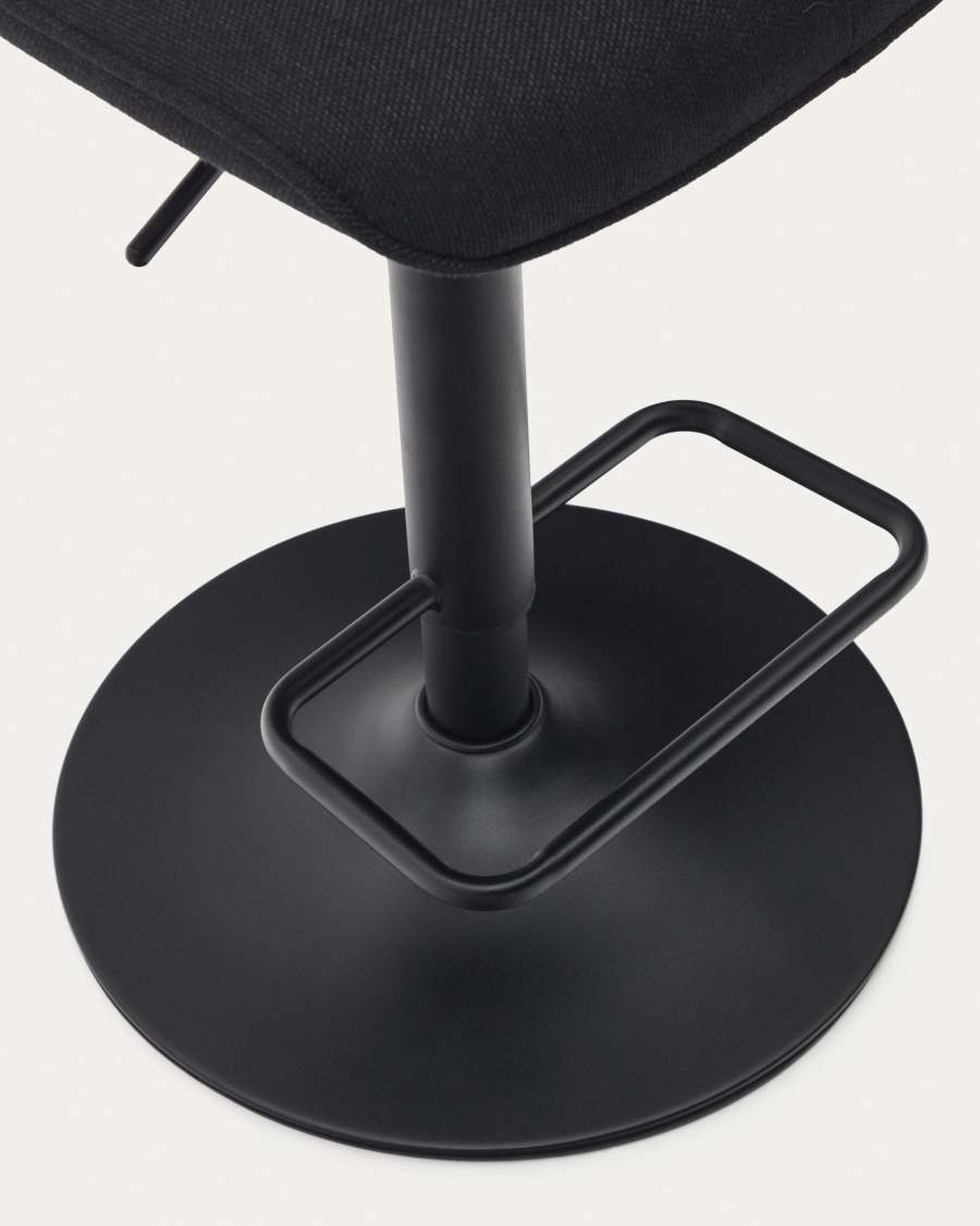 Zenda stool in black chenille and matt black steel 81-102 cm FSC 100%