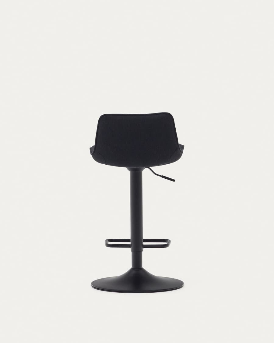 Zenda stool in black chenille and matt black steel 81-102 cm FSC 100%