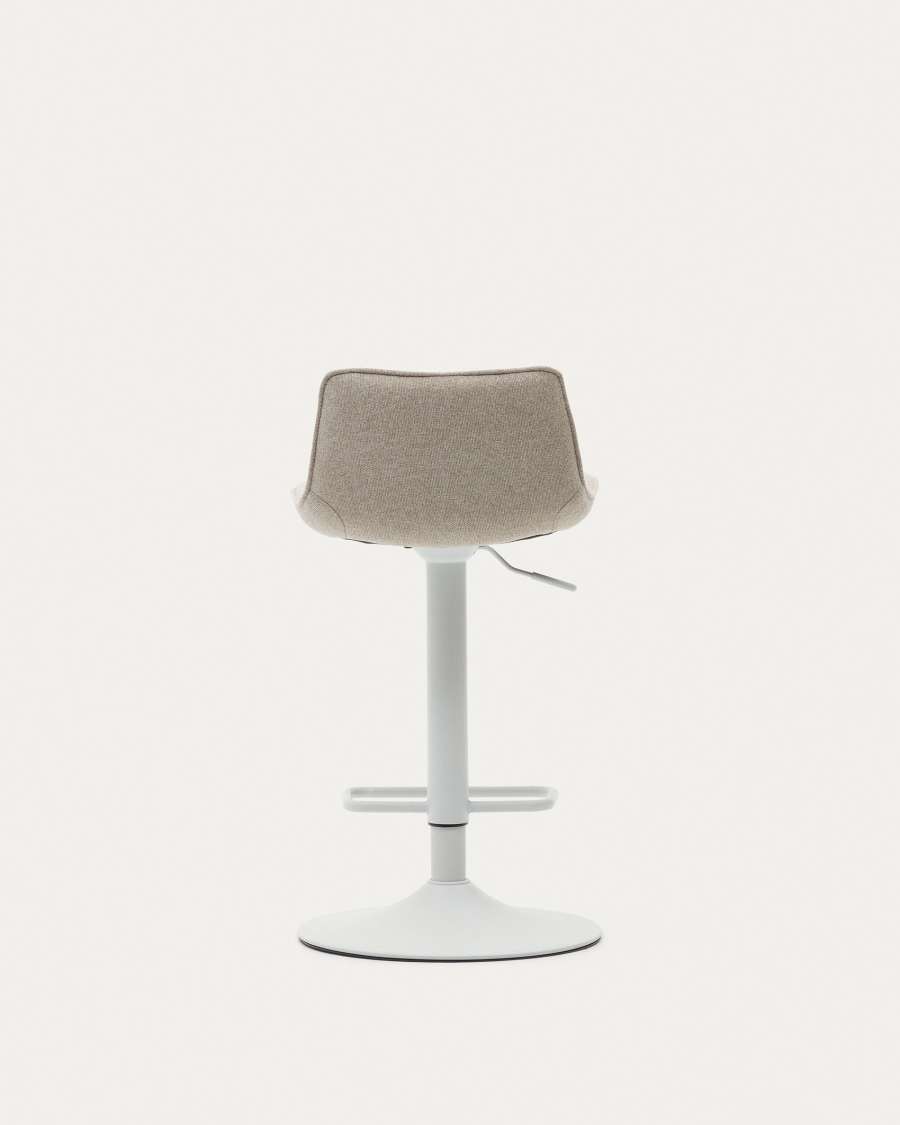 Zenda stool in beige chenille and matt white steel 81-102 cm FSC 100%