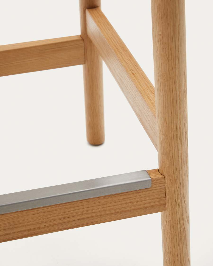 Yalia stool in solid oak wood in a natural finish and rope cord, height 65 cm FSC 100%