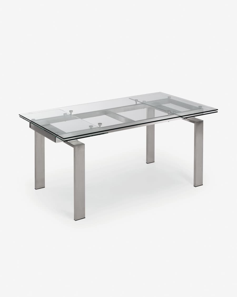 Nara extendable glass table with stainless steel frame 160 (240) x 85 cm