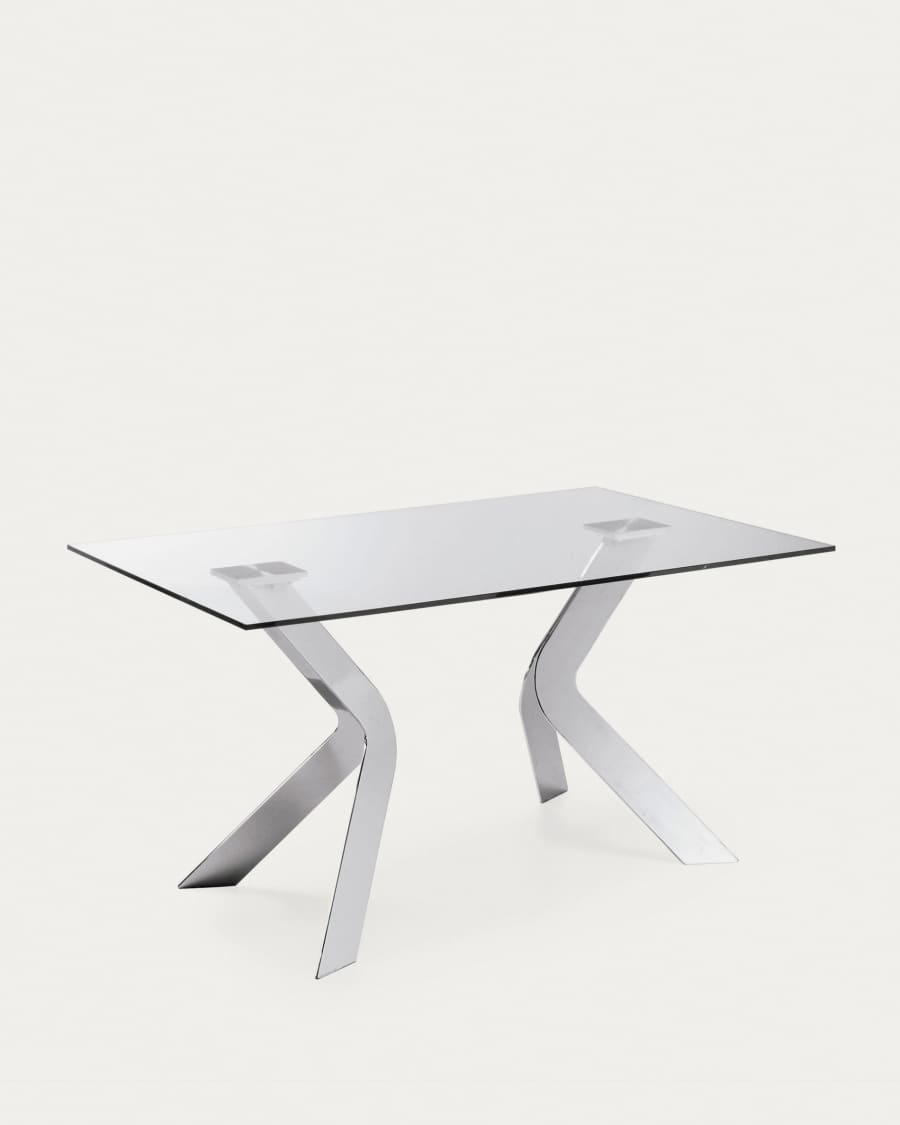 Westport Tisch aus Glas und Stahlbeine verchromt 150 x 90 cm