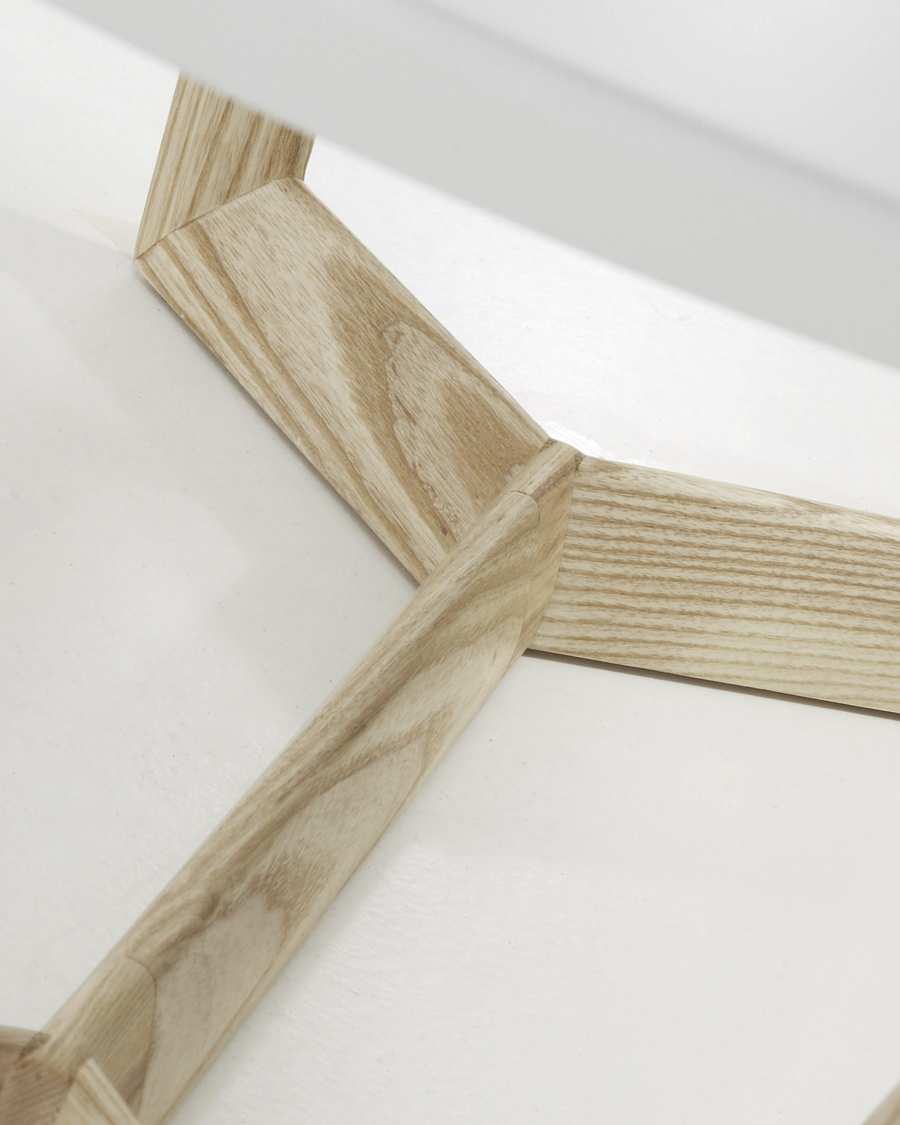 Mesa de centro Wave madera maciza de fresno y lacado blanco 120 x 70 cm