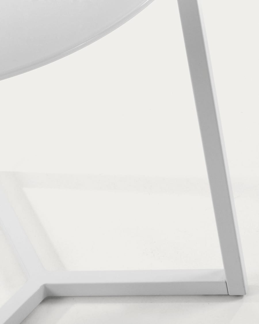 White Raeam side table made with tempered glass and steel in white finish Ø 50 cm