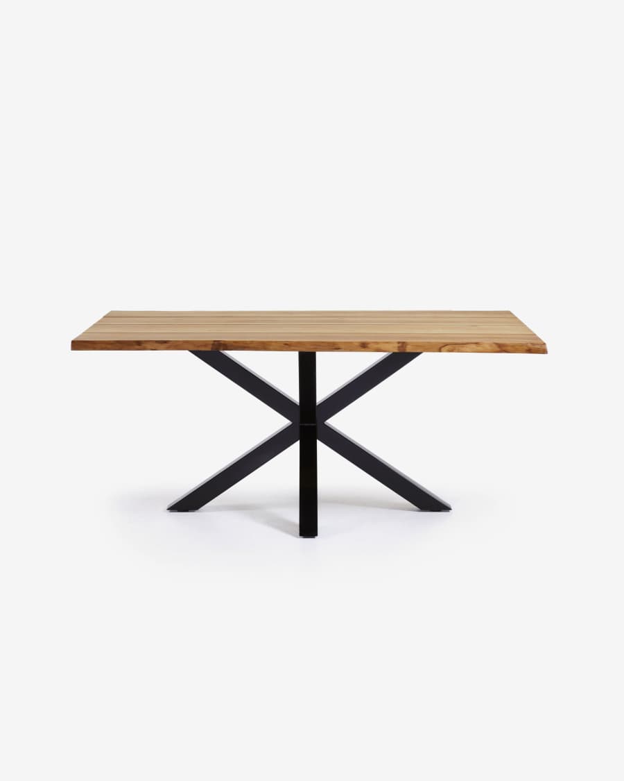 Argo oak veneer table with natural finish and steel legs with black finish 180 x 100 cm