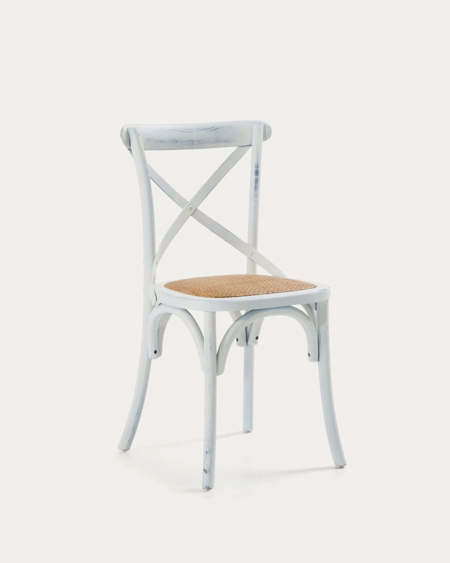 Alsie chair in solid birch wood with white lacquer and rattan seat